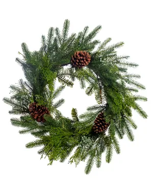 20" Mix Pine, Berry, and Cone Wreath