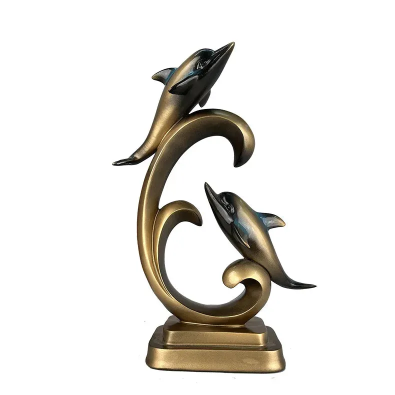 30cm originality resin dolphin Animal Model Crafts Art European Style Living Room Home DecorationOrnaments Unique Gift