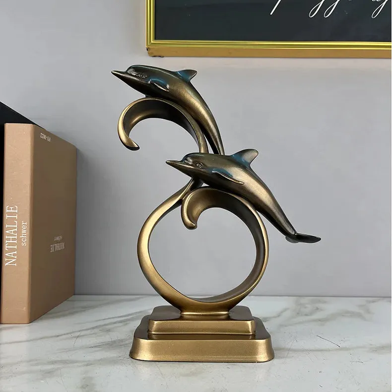 30cm originality resin dolphin Animal Model Crafts Art European Style Living Room Home DecorationOrnaments Unique Gift