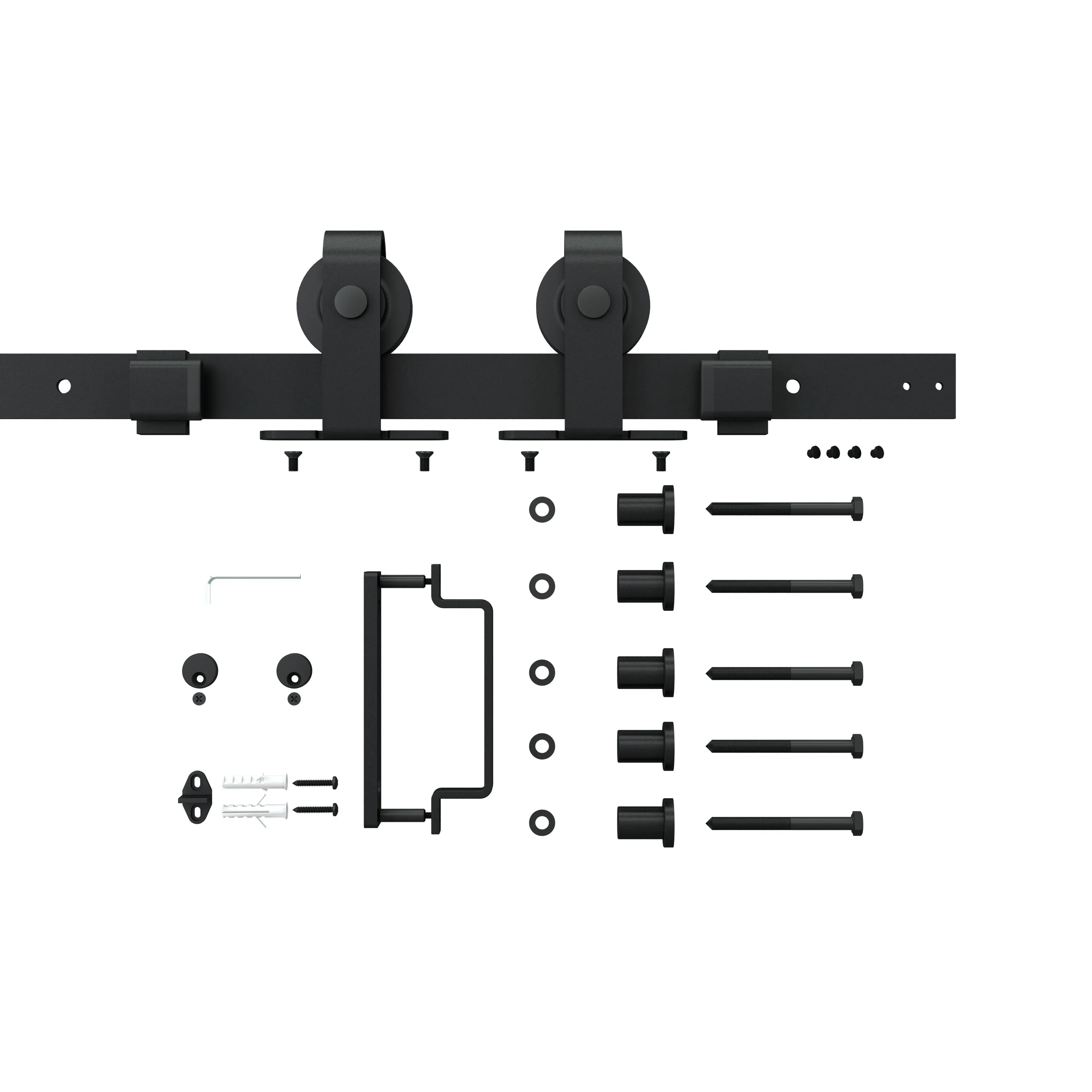 37 in. x 84 in. 6-Lite Tempered Glass Barn Door Steel Frame Sliding Hardware Kit and Door Handle