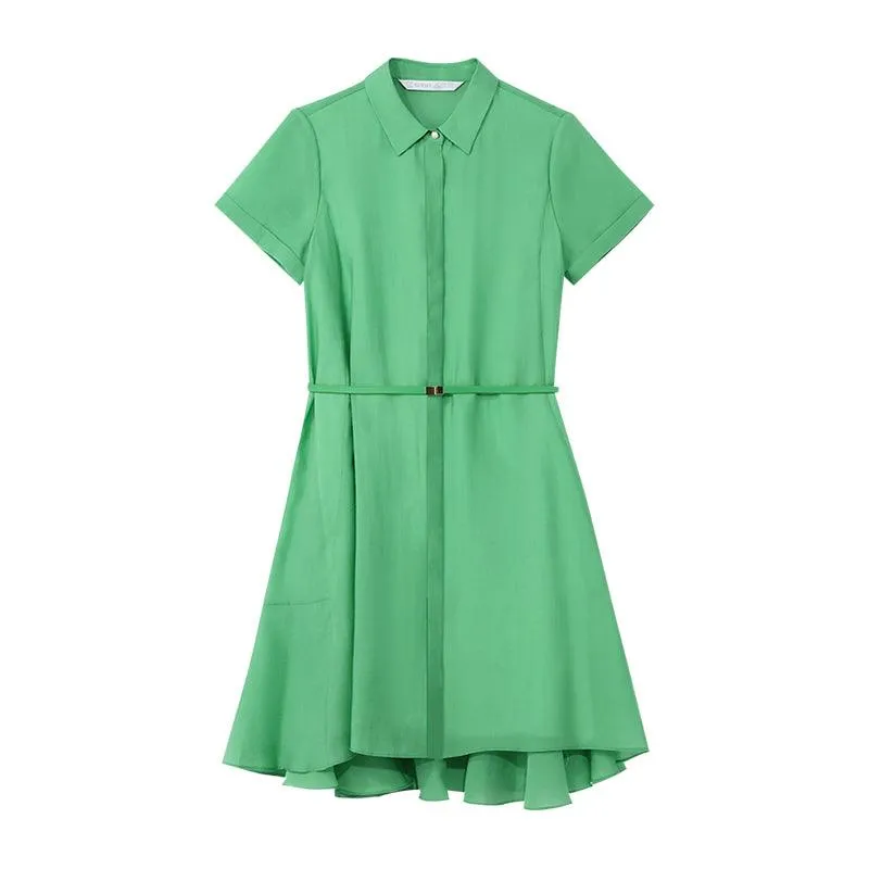 A-line Shirt Dress With Belt