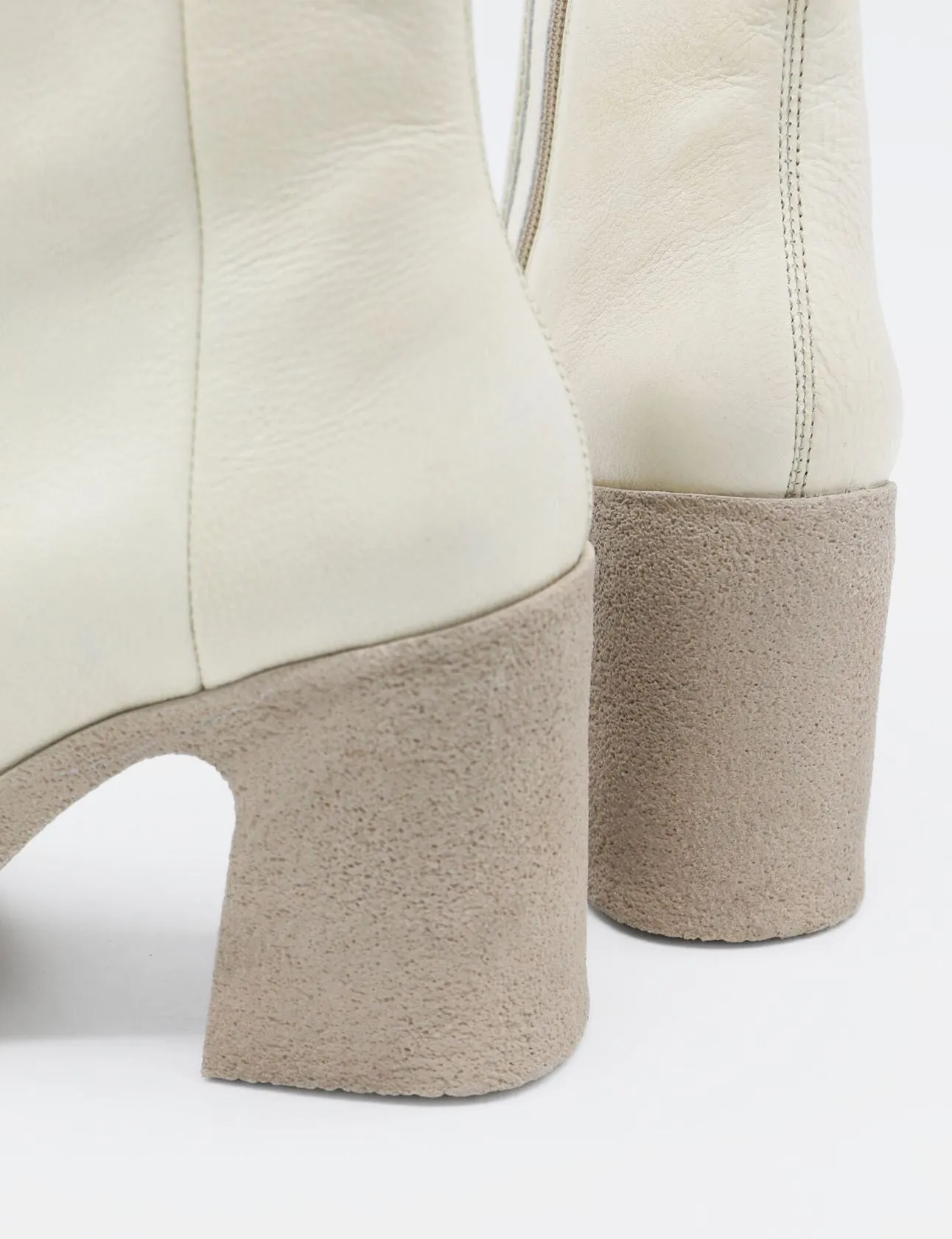 Agathe platform ankle boots in off white leather women shoes