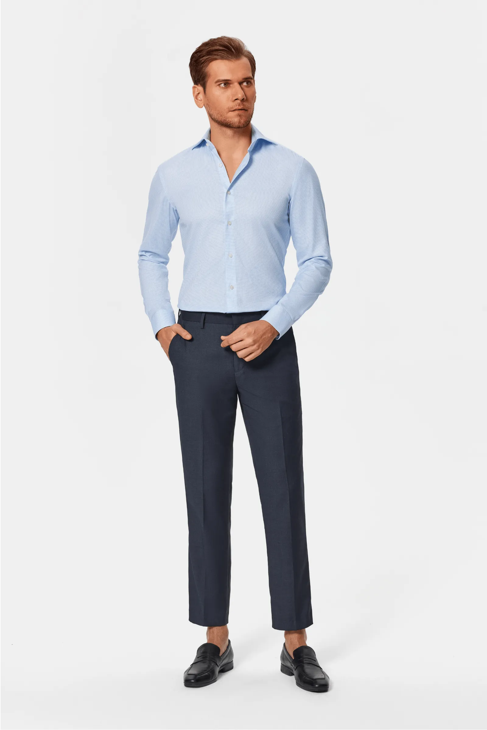 Bateman Blue Weave Lucious Non-Iron Shirt