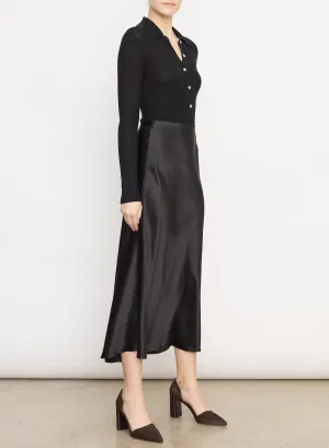 Black Shaped Hem Slip Skirt