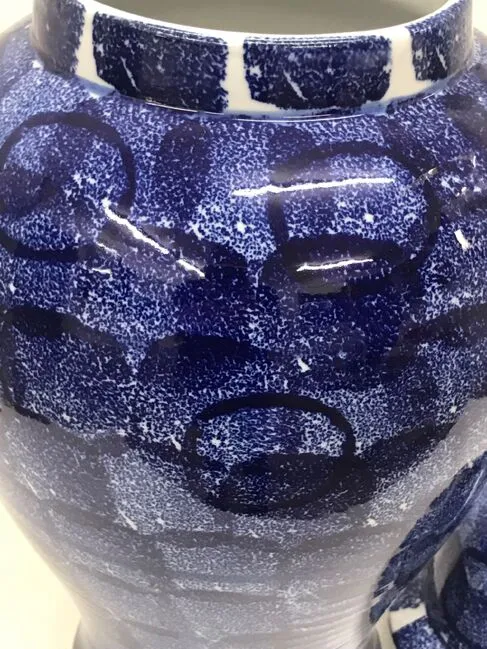 Blue Abstract Ginger Jar Tall