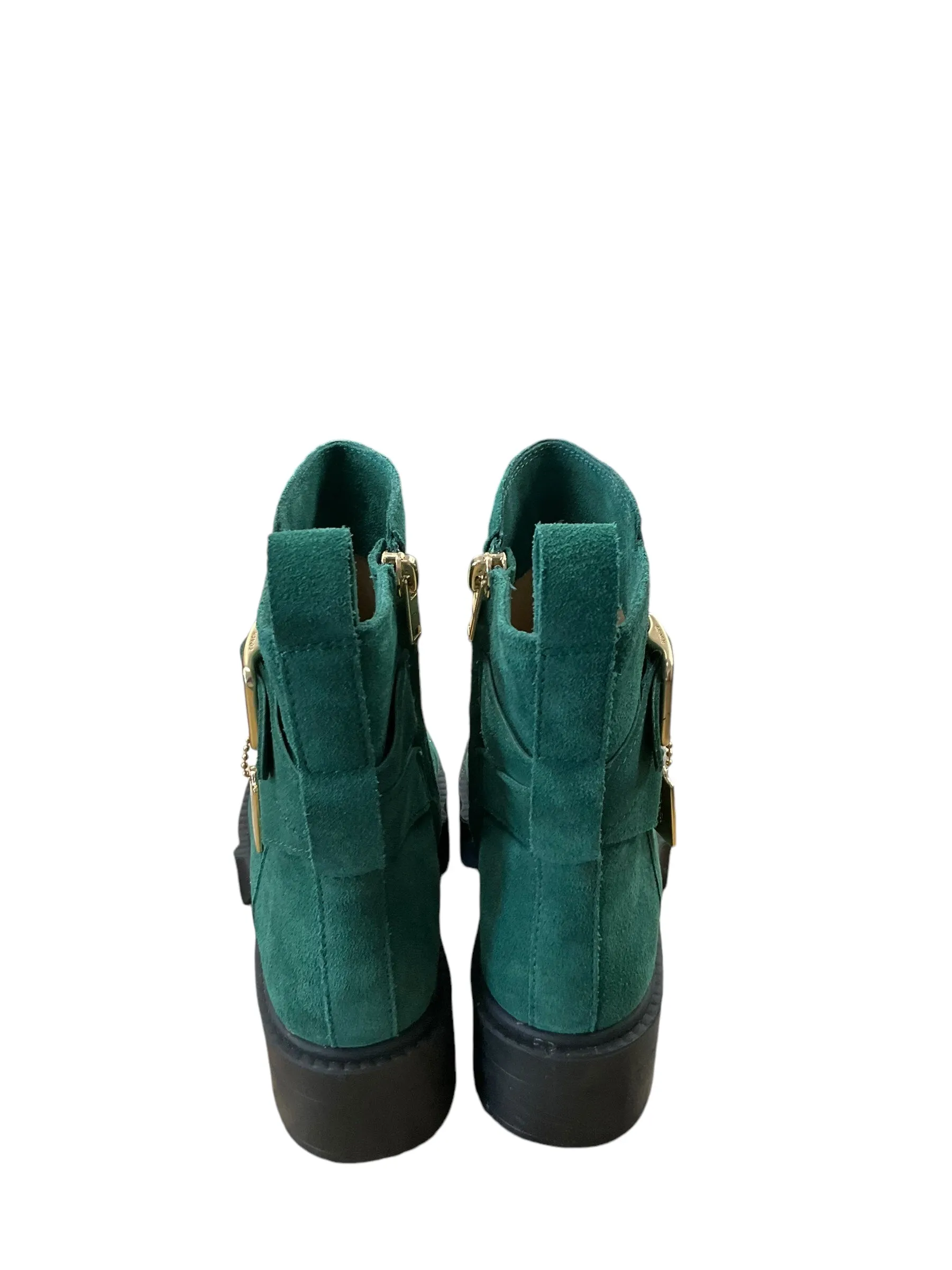 Boots Ankle Heels By Coach In Green, Size: 5.5