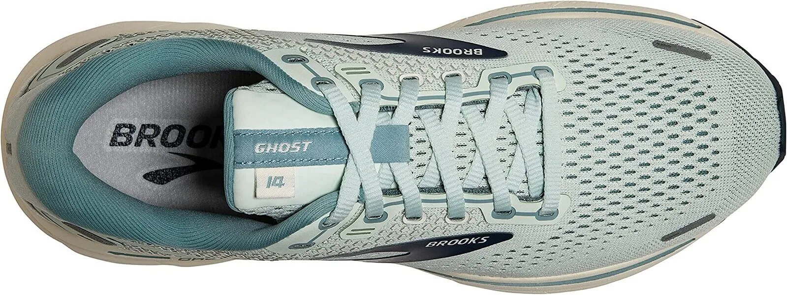 Brooks Ghost 14 Womens Running Shoes - Aqua/Whisper White/Navy