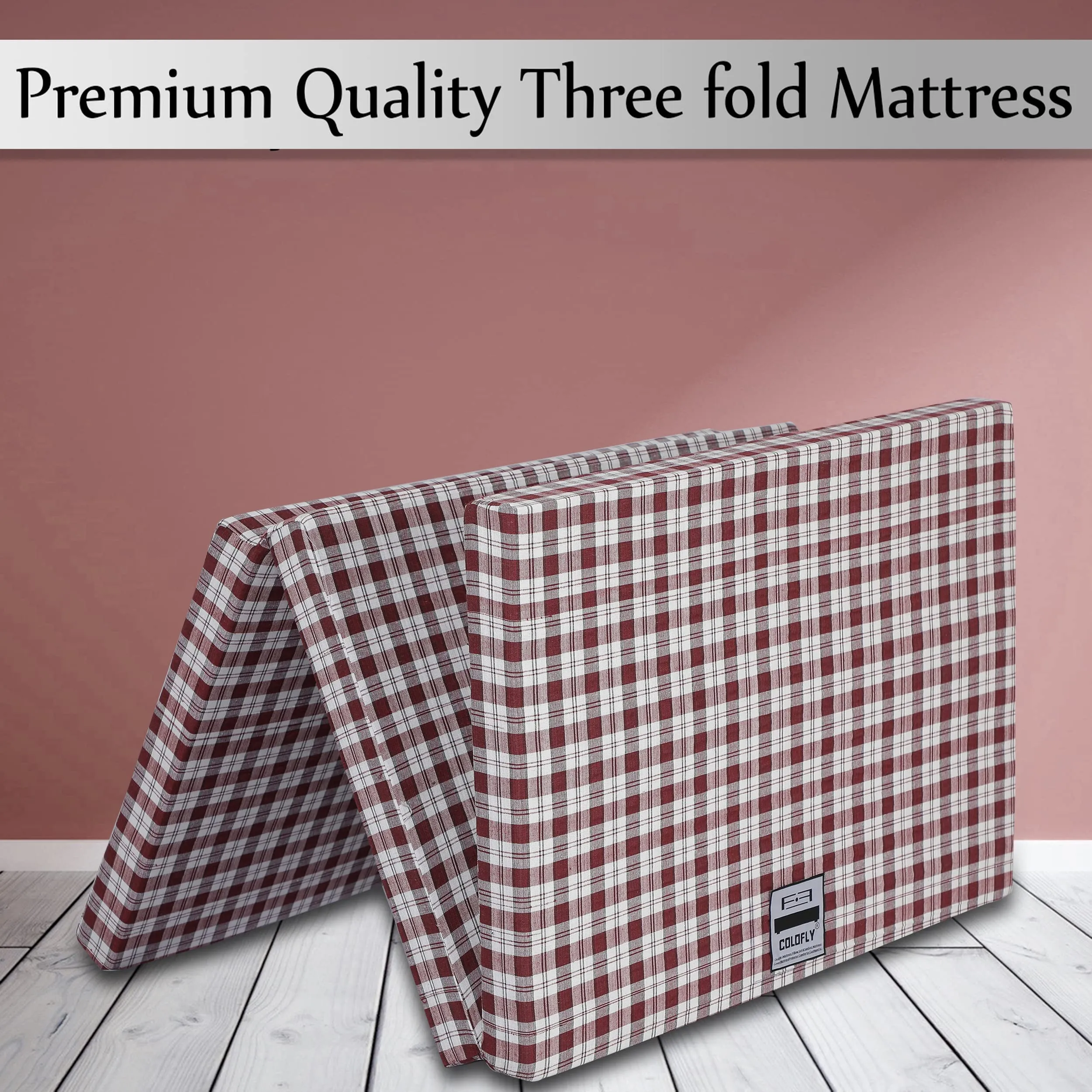 Colofly 2 Inch Three Fold Dual Comfort Reversible Uhd Foam Single Bed Mattress,72X35X2, Maroon