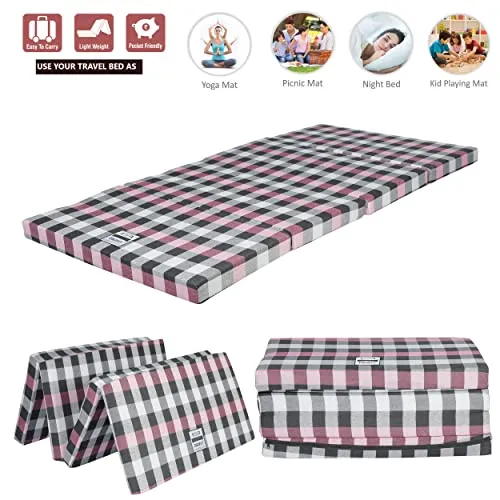 COLOFLY Dual Comfort Reversible | Foldable UHD Foam | Single Bed Mattress | 4 Fold Multi Pink | (72x35x3)