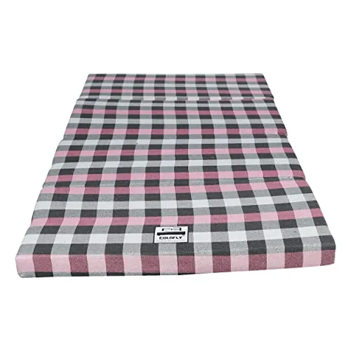 COLOFLY Dual Comfort Reversible | Foldable UHD Foam | Single Bed Mattress | 4 Fold Multi Pink | (72x35x3)