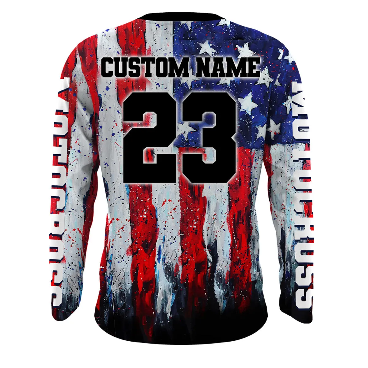 Custom ATV Racing Jersey Motocross American Flag Upf30  ATV Quad Bike Shirt 3D Long Sleeve Men