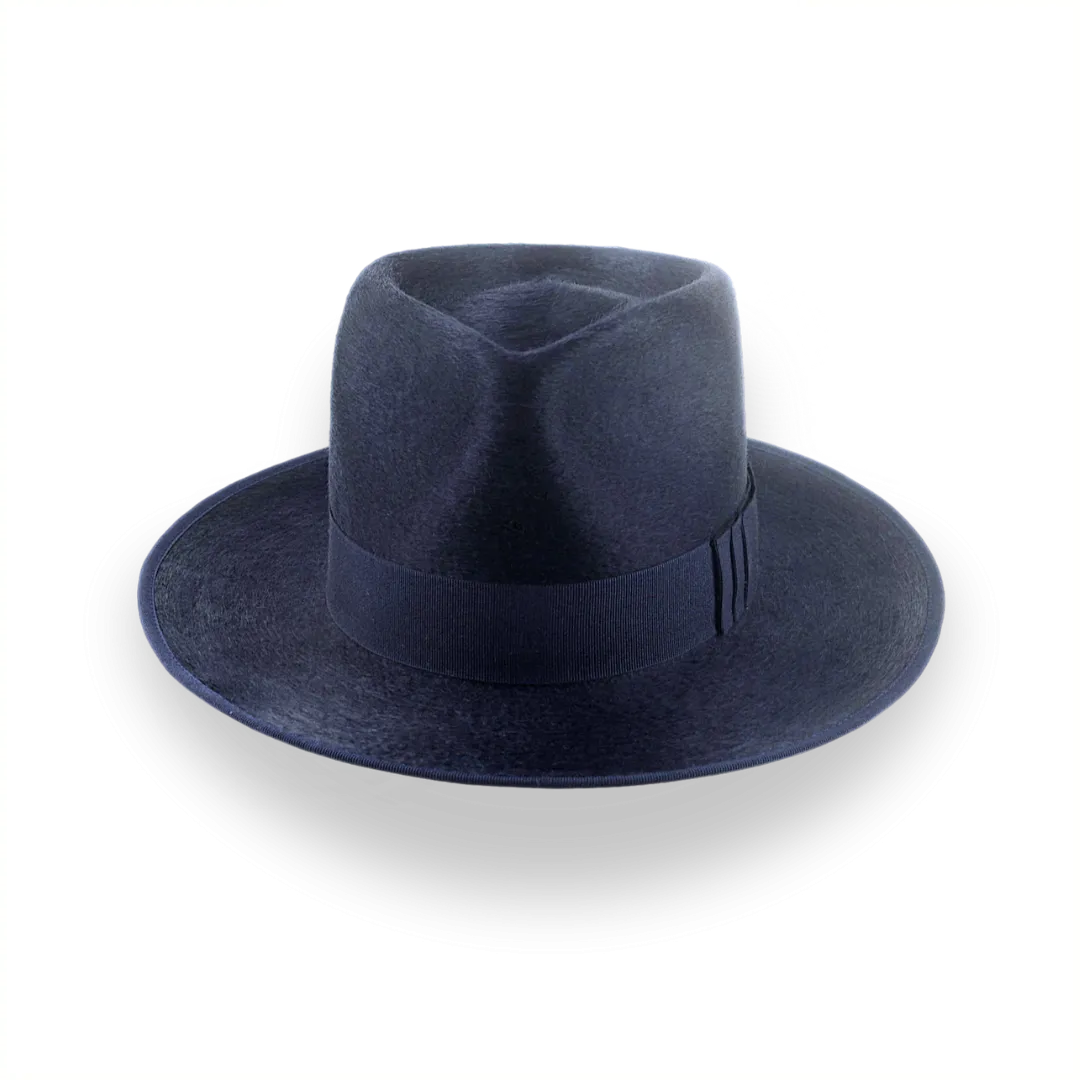 Denim Blue Luxurious Silk Finish Fedora for Men | The Zephyr