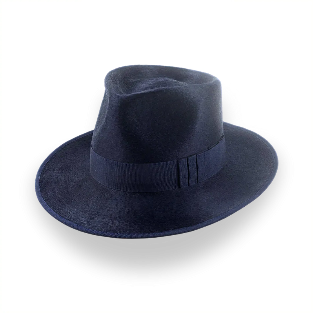 Denim Blue Luxurious Silk Finish Fedora for Men | The Zephyr