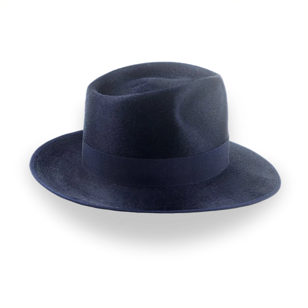 Denim Blue Luxurious Silk Finish Fedora for Men | The Zephyr