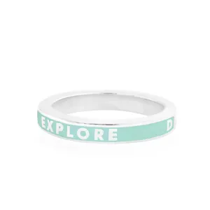 Explore Dream Discover Ring, Mint Enamel, Silver