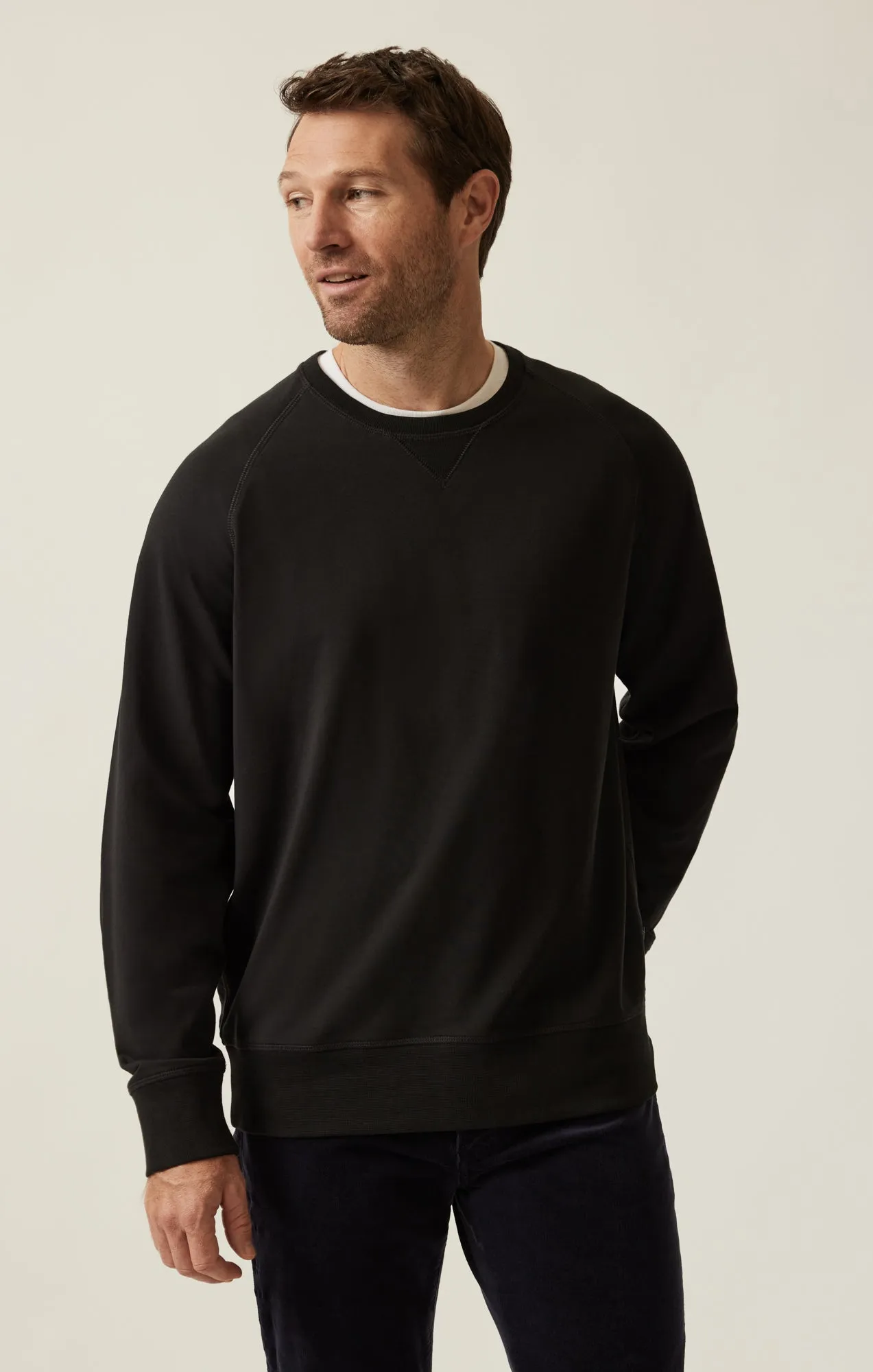 French Terry Crew Sweatshirt In Black