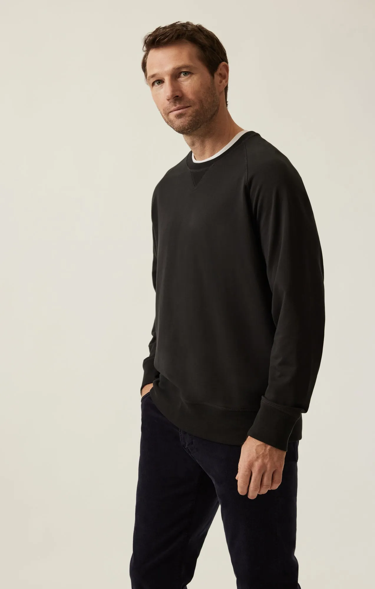 French Terry Crew Sweatshirt In Black