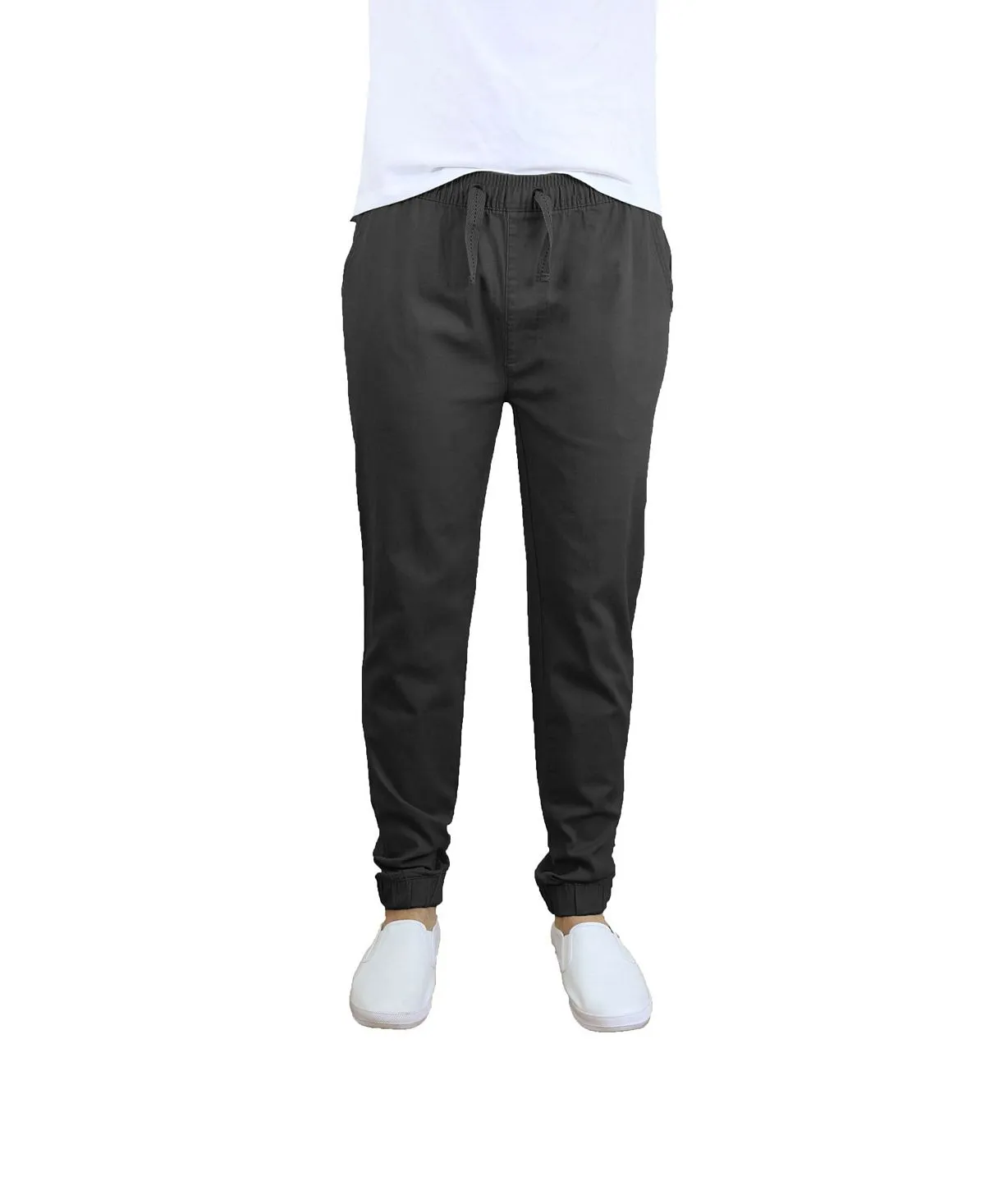 Galaxy By Harvic Men's Basic Stretch Twill Joggers, Dark Gray