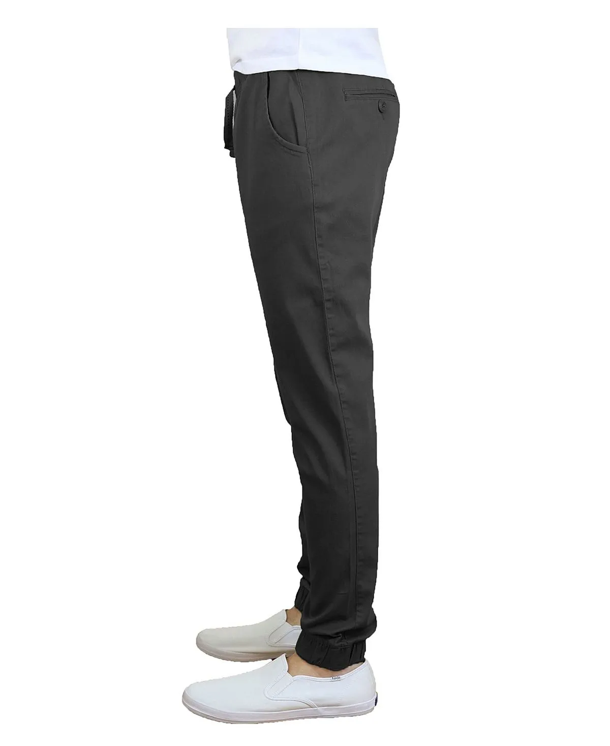 Galaxy By Harvic Men's Basic Stretch Twill Joggers, Dark Gray