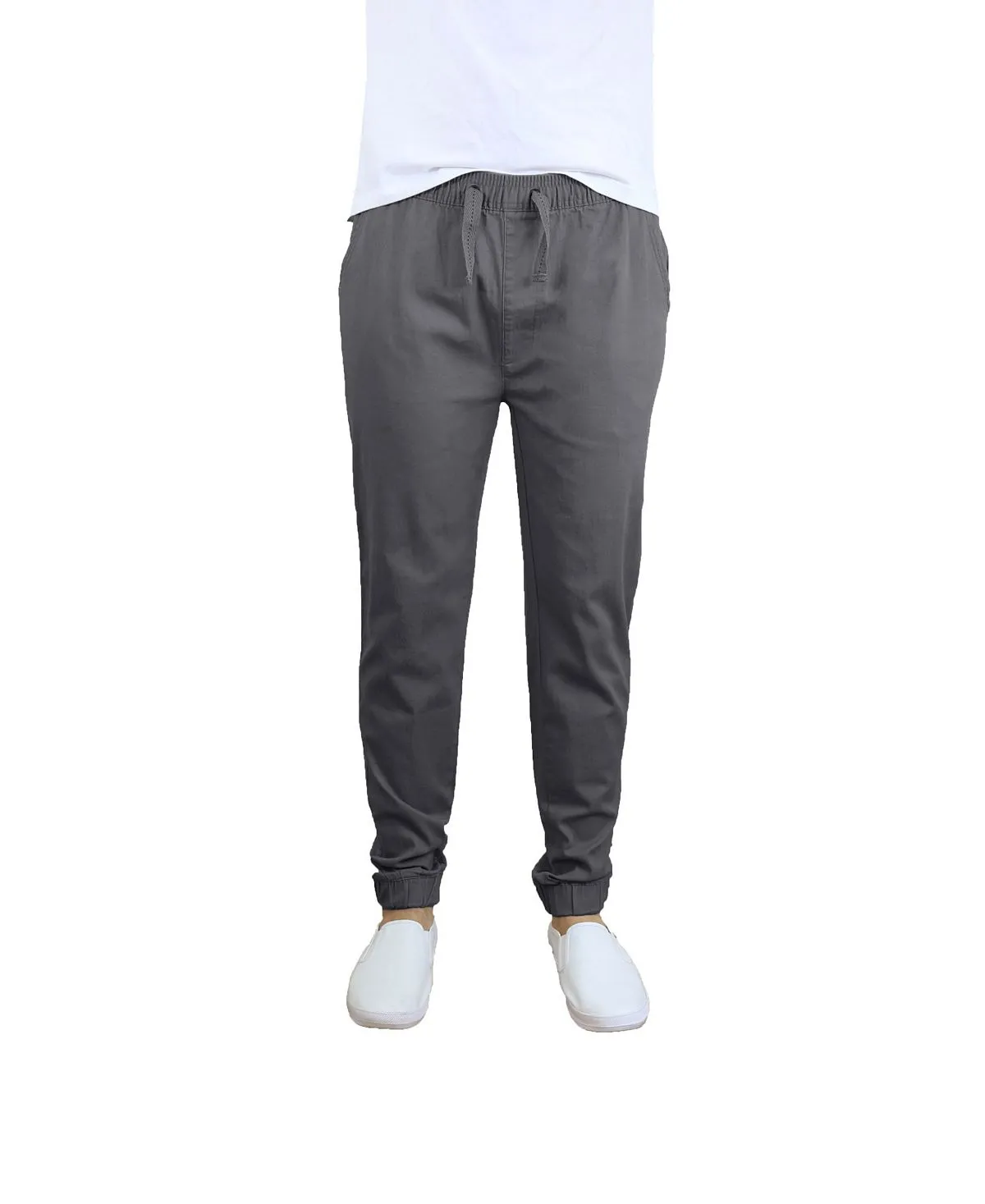 Galaxy By Harvic Men's Basic Stretch Twill Joggers, Dark Gray