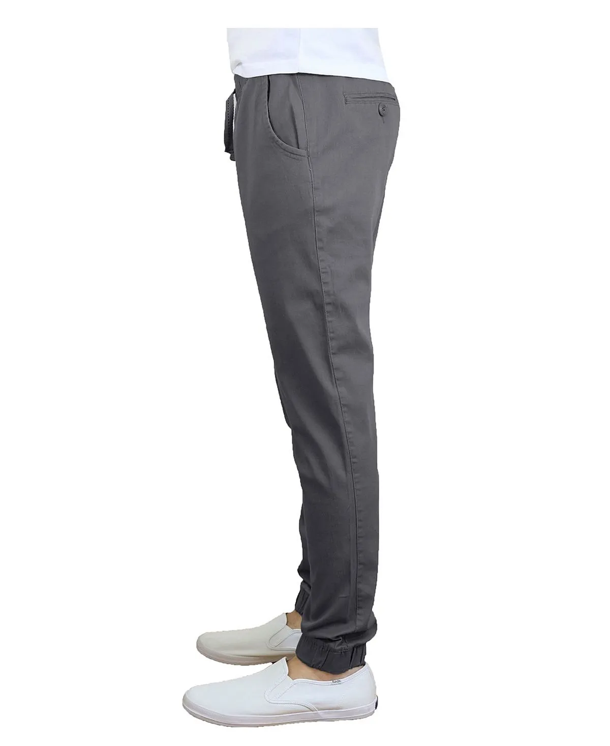 Galaxy By Harvic Men's Basic Stretch Twill Joggers, Dark Gray