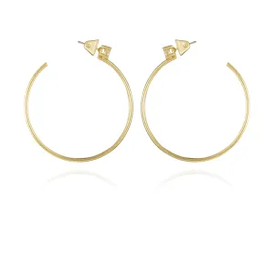 Goldtone Cubic Zirconia Open Hoop Earrings