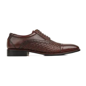 Gorzow - Men's Dark Brown Calf and Hand Woven Calf Leather Derby Shoe