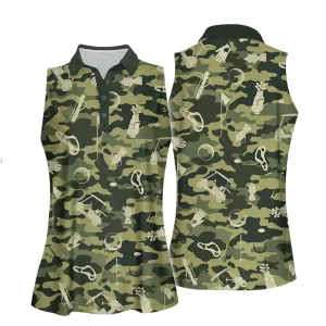 Green Camouflage Golf Set Women Sleeveless Polo Shirt Sport Culottes For Women