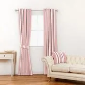 Heacham Stripe Cranberry Curtain Fabric