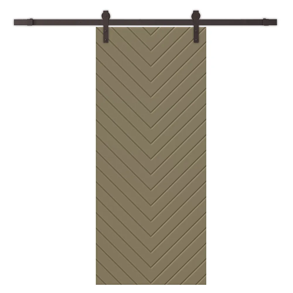 Herringbone Pattern Composite MDF Sliding Barn Door with Hardware Kit