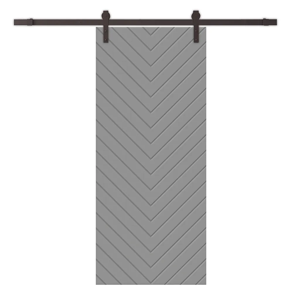 Herringbone Pattern Composite MDF Sliding Barn Door with Hardware Kit