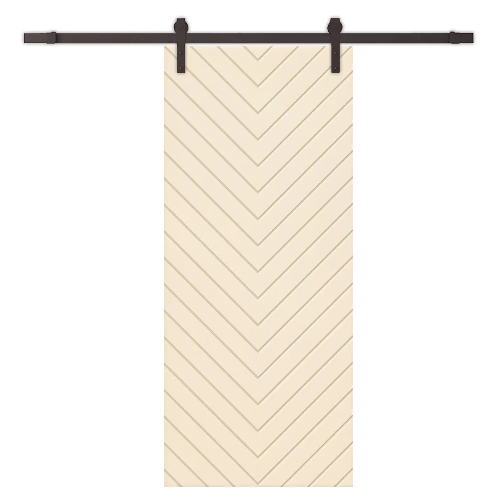 Herringbone Pattern Composite MDF Sliding Barn Door with Hardware Kit