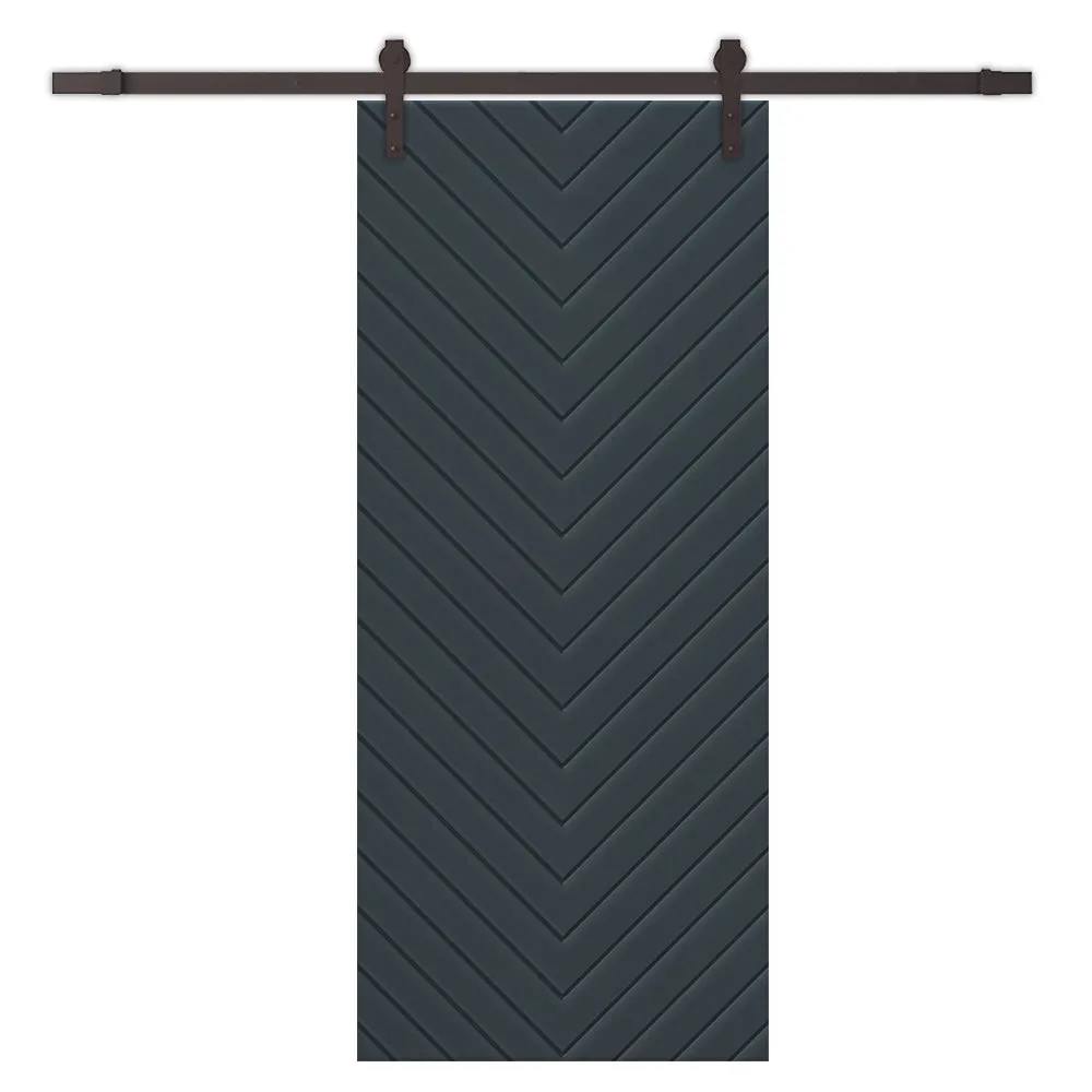 Herringbone Pattern Composite MDF Sliding Barn Door with Hardware Kit