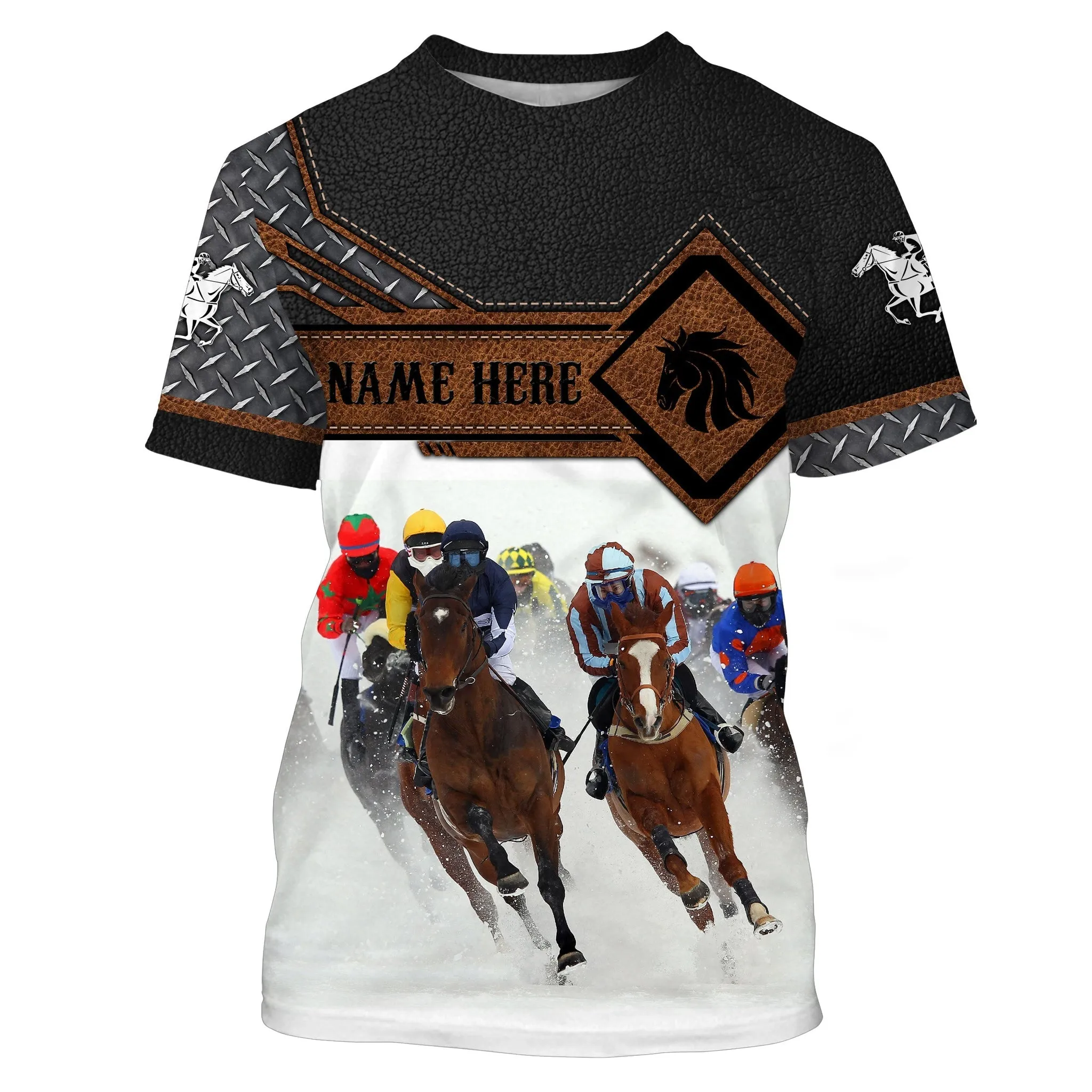 Horse Riding Tops Custom Name And Photo 3D Equestrian Riding Shirts, Horse Long Sleeve Shirt