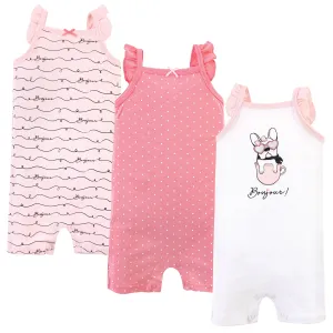 Hudson Baby Cotton Rompers, Bonjour