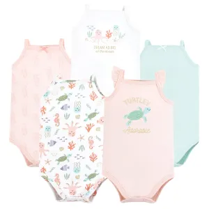 Hudson Baby Cotton Sleeveless Bodysuits, Turtley Adorable