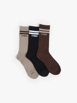 Minimal Thrills 3 Pack Sock - Oyster - Merch Black - Deep Plum