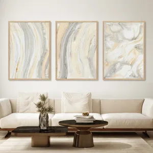 Minimalist Liquid Marble Print Beige Gray Light Luxury Wall Art Pictures For Modern Apartment Living Room Bedroom Art Decor