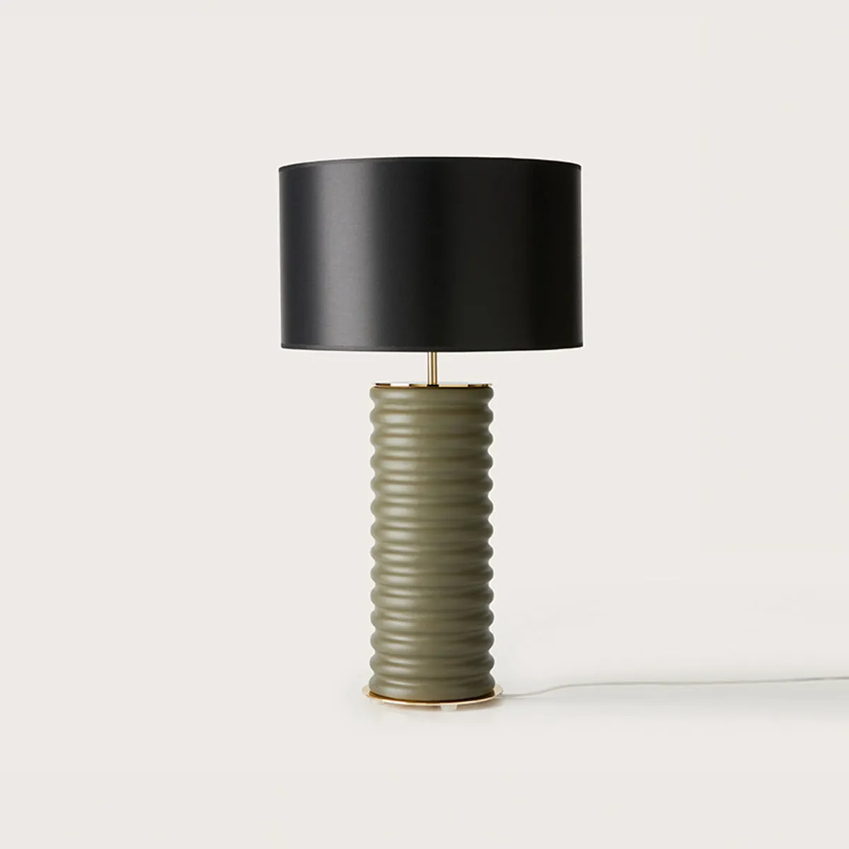 Minimalist Sage 68cm Ribbed Ceramic Table Lamp