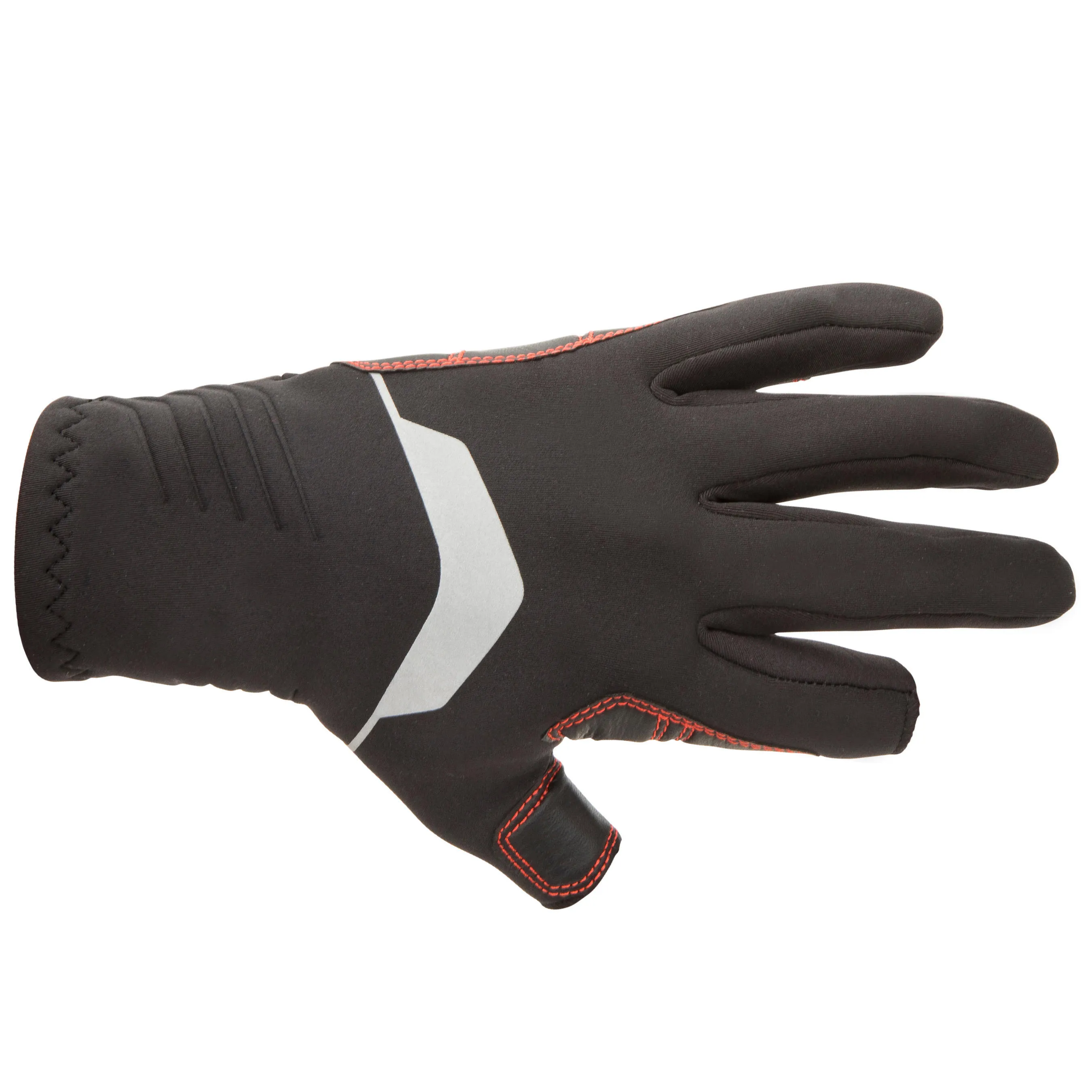 Neoprene sailing gloves for women/men 1mm two fingers open 500 black TRIBORD , black Red