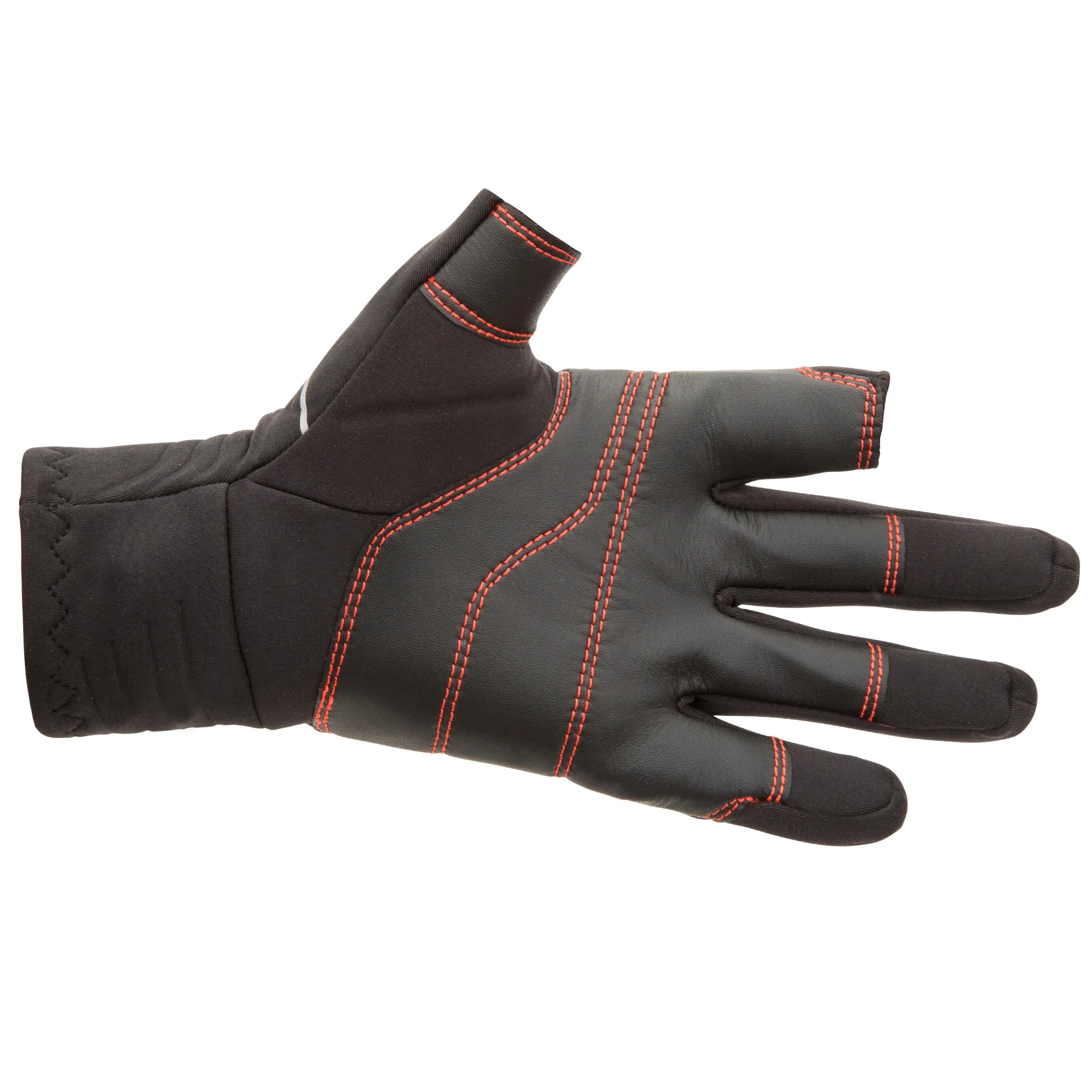 Neoprene sailing gloves for women/men 1mm two fingers open 500 black TRIBORD , black Red