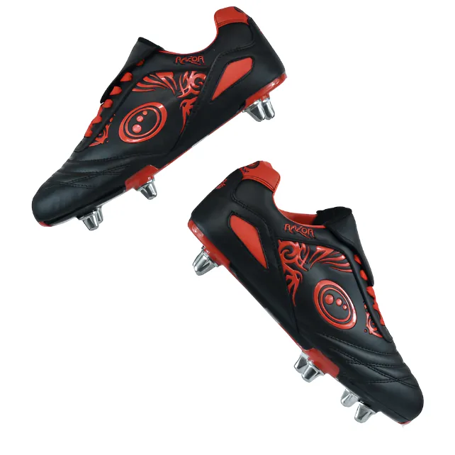 Optimum Kids Razor 6 Stud Rugby Boot Black/Red