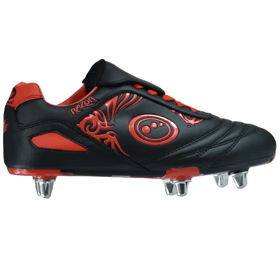 Optimum Kids Razor 6 Stud Rugby Boot Black/Red