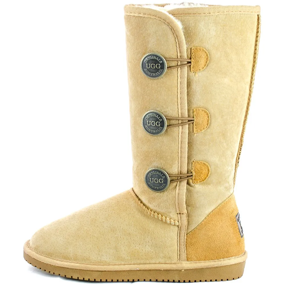 Original UGG Australia Three Button Long Chestnut Boots