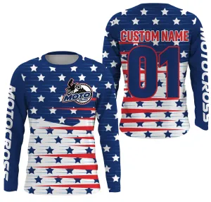 Patriotic Motocross Super Star Jersey Personalized Name Number Dirt Bike Racing 3D Long Sleeve Shirt Off-road Motorcycle