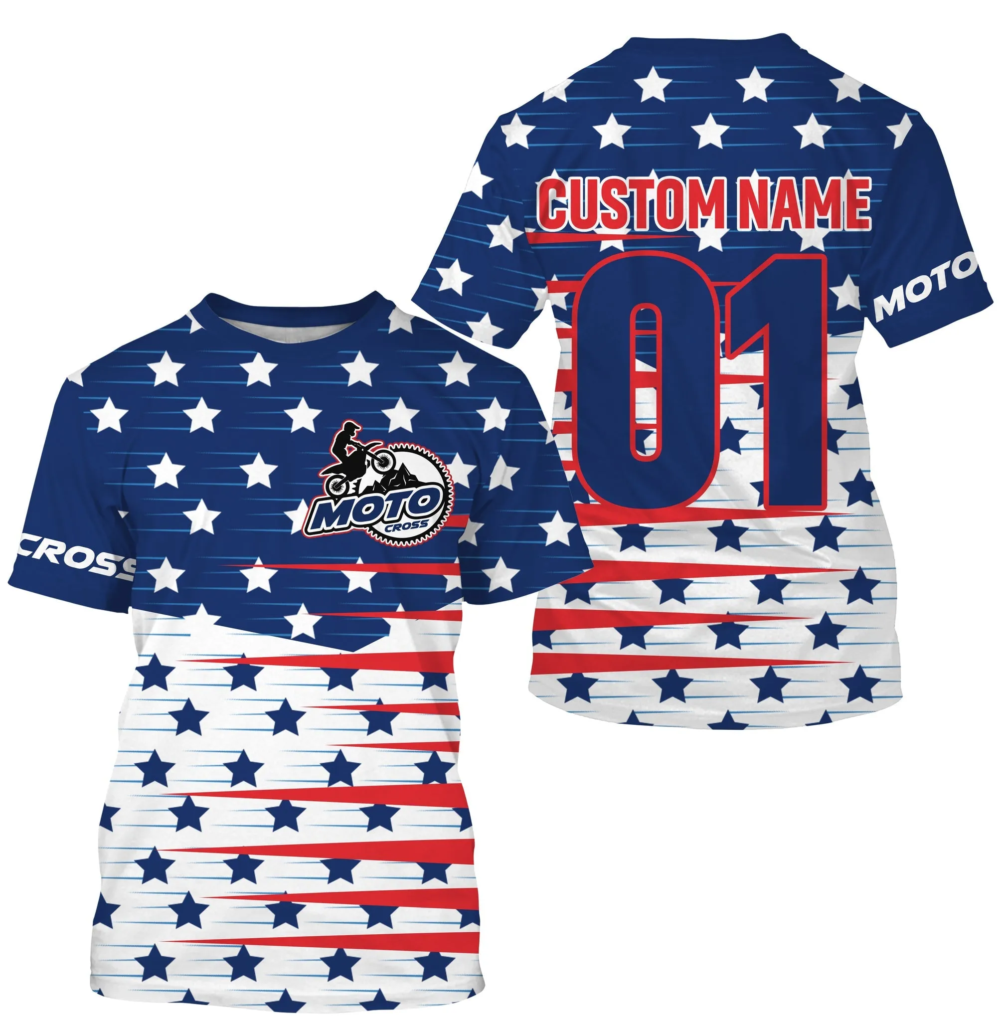 Patriotic Motocross Super Star Jersey Personalized Name Number Dirt Bike Racing 3D Long Sleeve Shirt Off-road Motorcycle