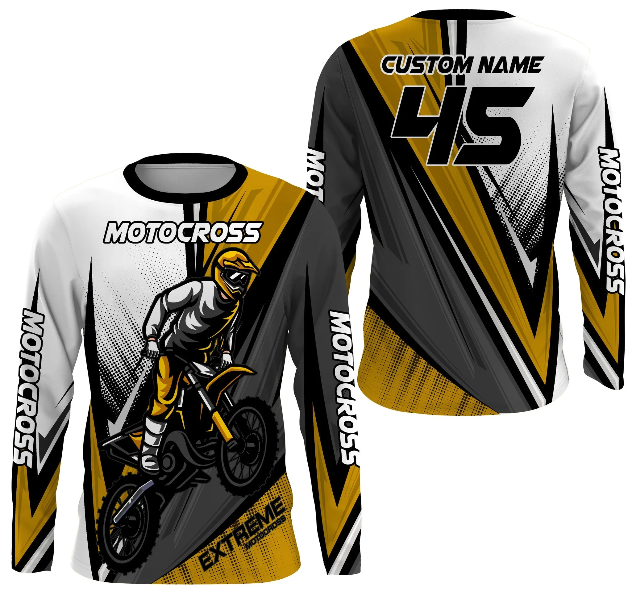 Personalized Motocross Jersey Multicolor Option, Dirt Bike Motorcycle Off-Road Racing Long Sleeves