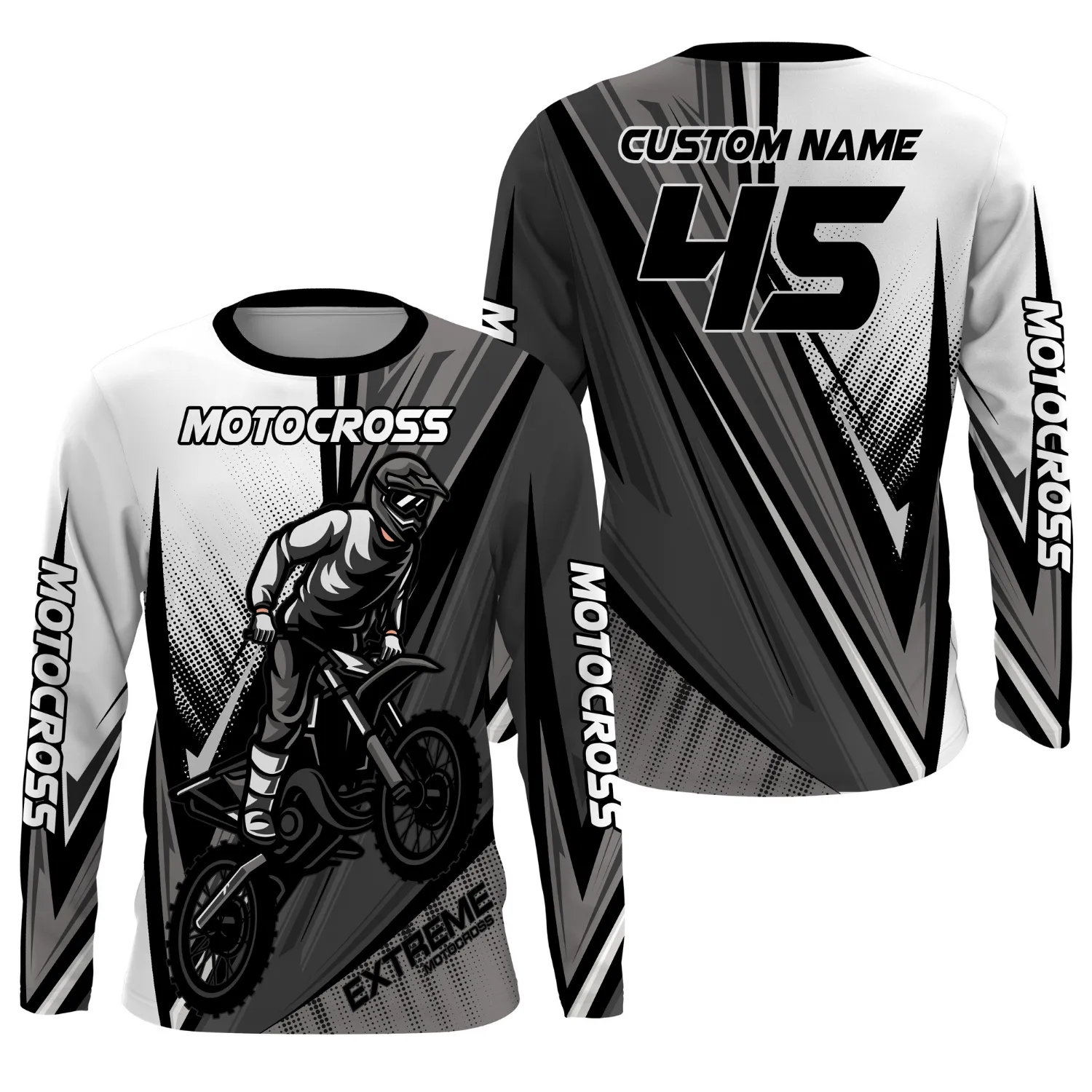 Personalized Motocross Jersey Multicolor Option, Dirt Bike Motorcycle Off-Road Racing Long Sleeves