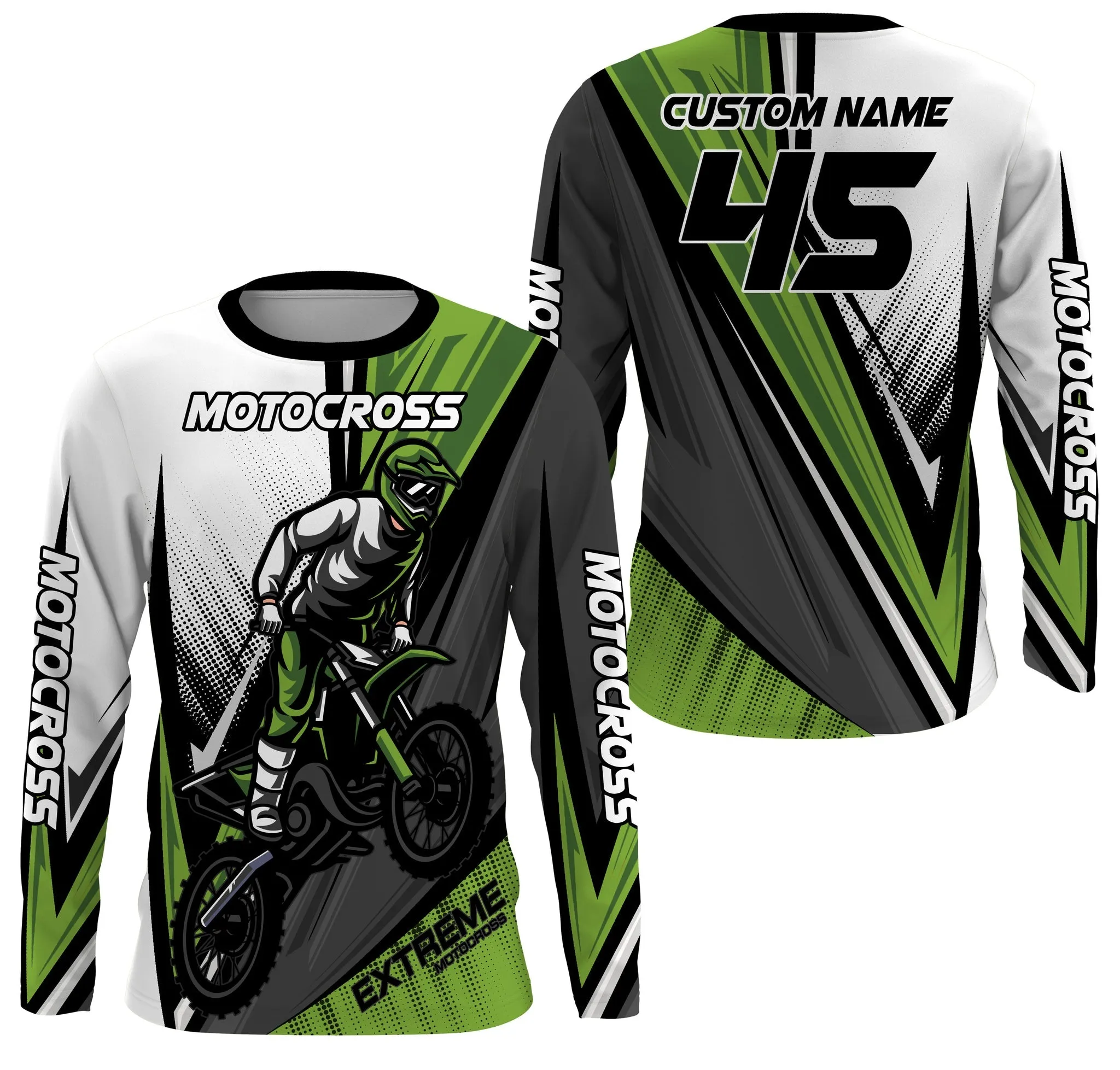 Personalized Motocross Jersey Multicolor Option, Dirt Bike Motorcycle Off-Road Racing Long Sleeves