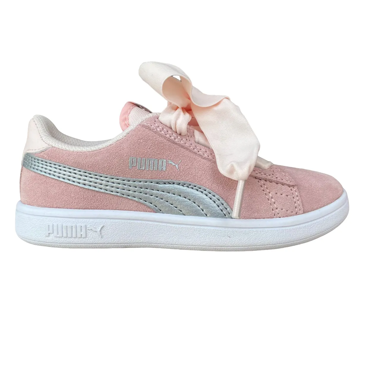 Puma girls' sneakers Smash V2 Ribbon AC PS 366004 02 pearl-silver